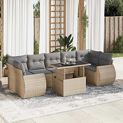 vidaXL Salon de jardin avec coussins 8 pcs beige résine tressée