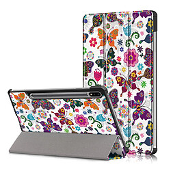 Etui en PU Impression de motifs avec support tri-pliure papillons pour votre Samsung Galaxy Tab S7 FE T736