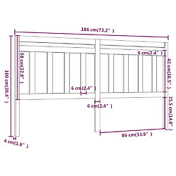 Maison Chic Tête de lit scandinave pour lit adulte,Meuble de chambre Noir 186x4x100 cm Bois massif de pin -MN48347 pas cher