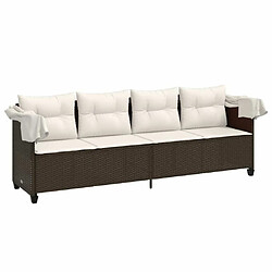 Acheter Maison Chic Chaise longue avec auvent et coussins | Bain de soleil Relax | Transat marron résine tressée -GKD78973