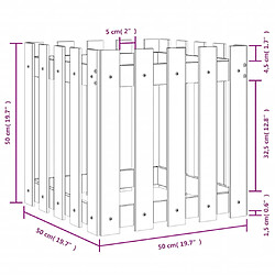 vidaXL Jardinière avec design de clôture blanc 50x50x50 cm pin massif pas cher