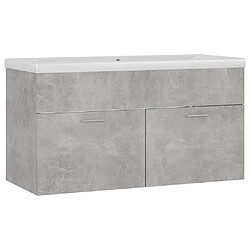 vidaXL Armoire d'évier et lavabo intégré Gris béton Bois d'ingénierie