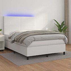 Sommier à lattes et LED,Cadre à lattes de lit avec matelas pour Adulte Blanc 140x190 cm -MN40326