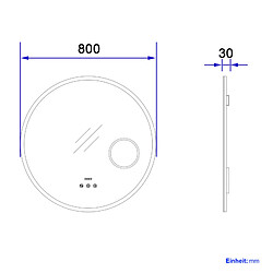 EMKE Miroir lumineux salle de bain rond diamètre 80cm Cadre Acrylique, Miroir LED avec Interrupteur Tactile, Anti-buée, Miroir avec éclairage Lumière Neutre pas cher