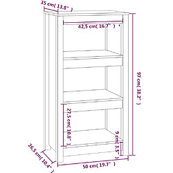 vidaXL Bibliothèque Marron miel 50x35x97 cm Bois de pin massif pas cher