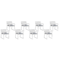 Beliani Lot de 8 coussins à rayures bleu marine pour chaises SASSARI