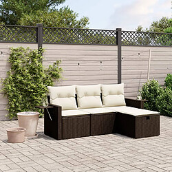 vidaXL Salon de jardin 4 pcs avec coussins marron résine tressée