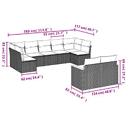 Avis Maison Chic Ensemble Tables et chaises d'extérieur 9 pcs avec coussins,Salon de jardin noir résine tressée -GKD295798