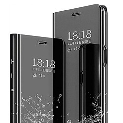 Htdmobiles Housse pour Xiaomi Redmi Note 12 Pro+ Plus 5G - etui portefeuille miroir clear view + film ecran - NOIR