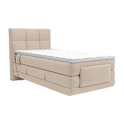 Acheter Vente-Unique Ensemble complet boxspring tête de lit capitonnée + sommiers relaxation électrique + matelas + surmatelas - 100 x 200 cm - Tissu - Beige - LODI de PALACIO