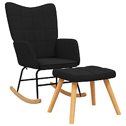 vidaXL Chaise à bascule avec tabouret Noir Tissu