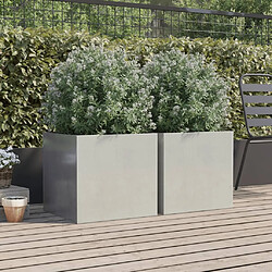 Avis Maison Chic Lot de 2 Jardinières,Bac à fleurs - pot de fleur argenté 49x47x46 cm acier inoxydable -GKD84663