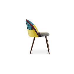 Avis ICONIK INTERIOR Chaise de salle à manger tapissée en patchwork - Style scandinave - Ray Multicolore