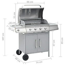 vidaXL Barbecue à gaz 4+1 zones de cuisson Argenté Inox pas cher