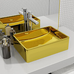 vidaXL Lavabo 41 x 30 x 12 cm Céramique Doré