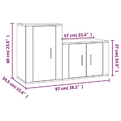 vidaXL Ensemble de meubles TV 2 pcs blanc brillant bois d'ingénierie pas cher