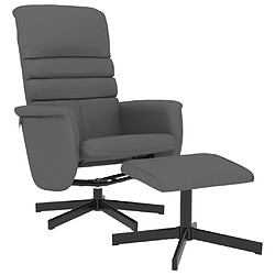 vidaXL Fauteuil inclinable avec repose-pied gris similicuir