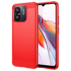 Htdmobiles Coque pour Xiaomi Redmi 12C / Redmi 11A / Poco C55 - housse etui silicone gel carbone + verre trempe - ROUGE