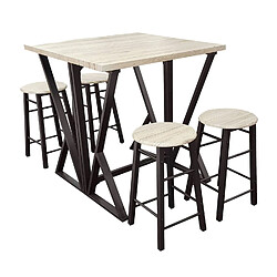 Urban Living Table haute avec tabourets design industriel Dock - 4 Personnes - Noir