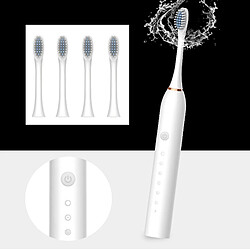 Brosse à Dents électrique 4 Dents Têtes IPX7 Brosse à Dents Automatique étanche Blanc pas cher