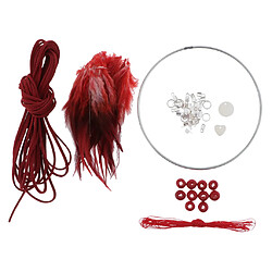 Kits Matériel Dream Catcher DIY Boucle En Fer, Cordon En Daim, Plume, Perles Rouges