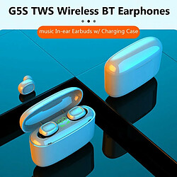 Acheter G5S Dual Earbuds Bluetooth Headphone 5.0 Sports Tws Intra-Auriculaire Rechargeable Sans Fil Avec Affichage Numérique Blanc