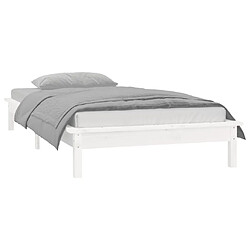 Acheter vidaXL Cadre de lit à LED sans matelas blanc 100x200 cm bois massif