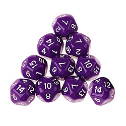 Acheter 10pcs 16 faces d16 14mm acrylique opaque dés pour jeu de rôle rpg violet