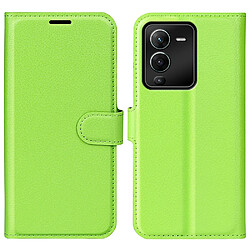 Etui en PU texture litchi, fermoir magnétique avec support pour votre Vivo S15 Pro 5G/V25 Pro 5G - vert