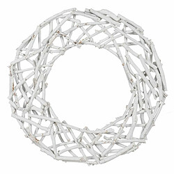 BigBuy Christmas Couronne de Noël Blanc Bois de paulownia 60 x 5 x 60 cm