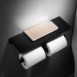 Avis Universal Porte-papier toilette en aluminium noir Toilette roulée Serviettes Accessoires de salle de bains rectangulaires | Porte-papier