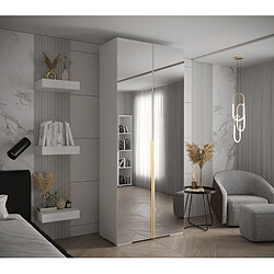 Abiks Meble Inova 1 Armoire avec miroir et portes battantes 236,7/100/47 2 Portes (bianco/d’oro)