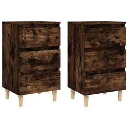 Maison Chic Lot de 2 Tables de chevet à pieds - Tables de Nuit en bois Chêne fumé 40x35x69 cm