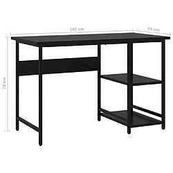 vidaXL Bureau d'ordinateur Noir 105x55x72 cm MDF et métal pas cher