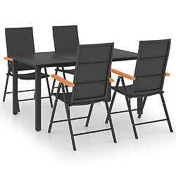 Salle à manger de jardin 5 pcs,Table et chaise à dîner Noir et marron -MN35020