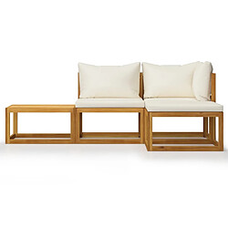 Avis Maison Chic Salon de jardin 4 pcs - Table et chaises d'extérieur - Mobilier/Meubles de jardin Moderne avec coussin Crème Bois d'acacia solide -MN91970