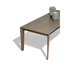 Inside 75 Table extensible 12 couverts BAND 280 cm pieds noyer plateau céramique nougat pas cher