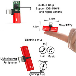 Avis Wewoo Adaptateur Ecouteur rouge pour iPhone X, 8 et 7, 8 Plus 7 Plus 2 en 1 8 broches Lightning 5V 1A Écoute Appel Audio Convertisseur Écouteur Adaptateur,