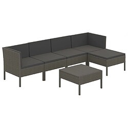 Maison Chic Salon de jardin 6 pcs + coussins - Mobilier/Meubles de jardin - Table et chaises d'extérieur Résine tressée Gris -MN92610