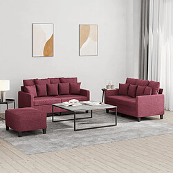 vidaXL Ensemble de canapés 3 pcs avec coussins Rouge bordeaux Tissu