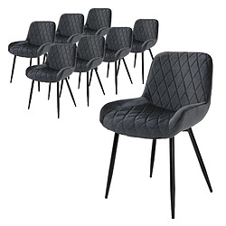 ML-Design Lot de 8 chaises de salle à manger Chaise de salon Chaise de cuisine Anthracite velours