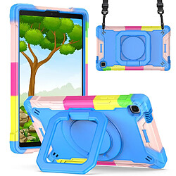 Coque en TPU + Silicone Couverture avec béquille rotative arc-en-ciel/bleu pour votre Samsung Galaxy Tab A7 Lite 8.7 pouces