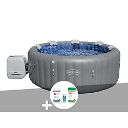 Kit spa gonflable Bestway Lay-Z-Spa Santorini rond HydroJet Pro 5/7 places + Kit traitement brome