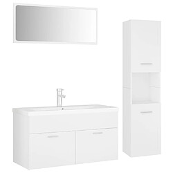 vidaXL Ensemble de meubles de salle de bain Blanc Aggloméré