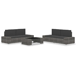 Maison Chic Salon de jardin 5 pcs - Table et chaises d'extérieur - Mobilier/Meubles de jardin Moderne Résine tressée Gris -MN89217