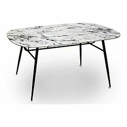 Gift Decor Table d'appoint Blanc Noir Métal Mélamine Bois MDF 90 x 76,5 x 160 cm