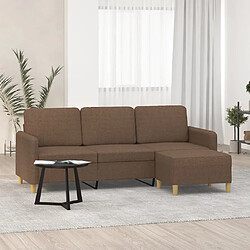 vidaXL Canapé à 3 places avec repose-pieds Marron 180 cm Tissu