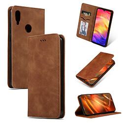 Wewoo Housse Coque Etui en cuir avec rabat horizontal magnétique Business Skin Feel pour Redmi Note7 et Redmi Note7 Pro Marron