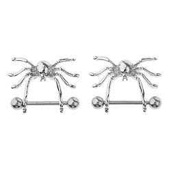 Acheter 1 Paire Halloween Punk Sexy Spider Acier Inoxydable Nipple Bar Anneau Bouclier