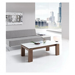 Inside 75 Table basse relevable 105 x 55 cm ARMONIA pieds noyer plateau verre blanc